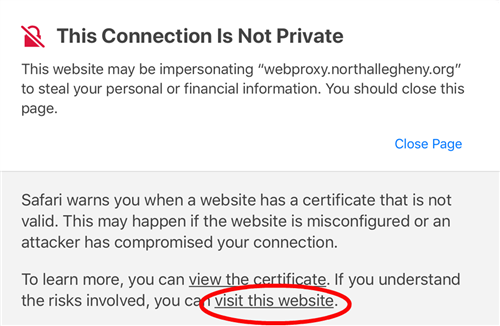 connection not private notification 